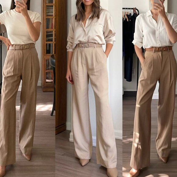 abercrombie A&F Sloane Tailored Wide Leg Pant Dark Taupe size 29 8R - Picture 1 of 5